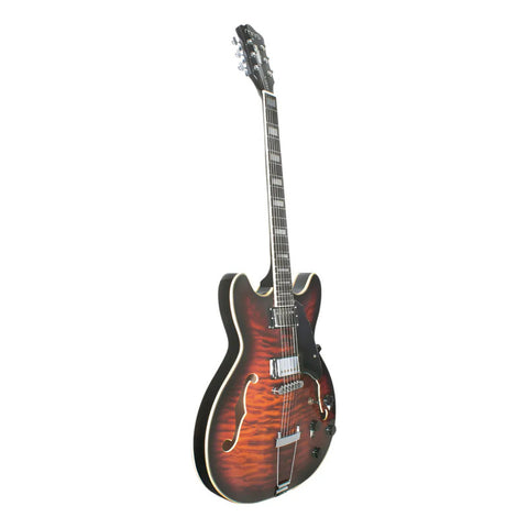 Guitarra Eléctrica 6 Cuerdas Mars Hollowbody 335 Custom Bro Color Marrón Oscuro Material Del Diapasón Caoba Orientación De La Mano Diestro