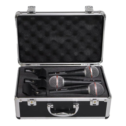 Set De 3 Micrófonos Prosound Pdm-30 Dinámicos Con Estuche Negro