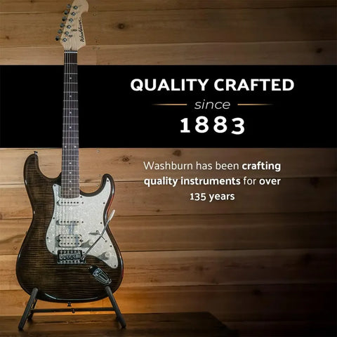 Pack Guitarra Washburn Sdftb-bndl-u Strato Trans Black Diestro Negro Maple