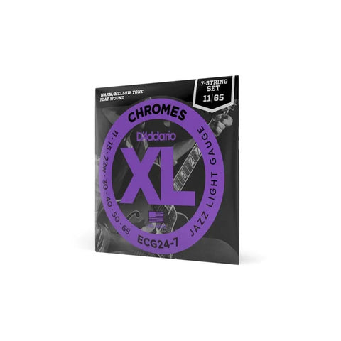 Cuerdas D'addario Flatwound Para Guitarra Eléctrica De 7 Cuerdas, Jazz Light 11-65