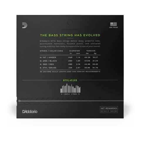 Juego De Cuerdas P/ Bajo Eléctrico 45-105 D'addario Nyxl45105