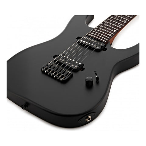 Guitarra Eléctrica 7 Cuerdas Jet Guitars Js-507 Satin Black Color Negro Material Del Diapasón Palisandro Orientación De La Mano Diestro