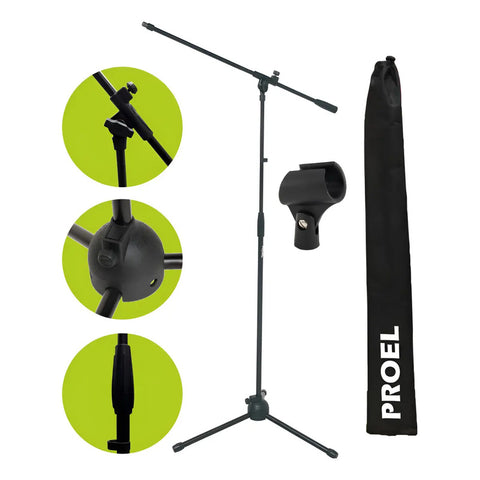 Proel Rsm180 Atril Soporte Stand Para Micrófono Con Boom Color Negro