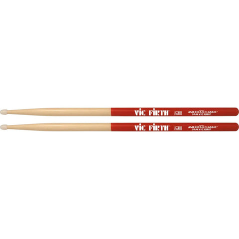 Baquetas Vic Firth Punta Nylon 5a Con Antiderrapante 5anvg Color Natural/rojo