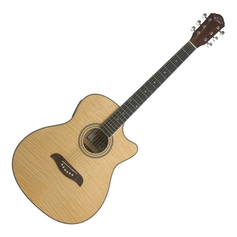 Guitarra Electroacústica Color Natural, Oscar Schmidt Oacef Natural Derecha