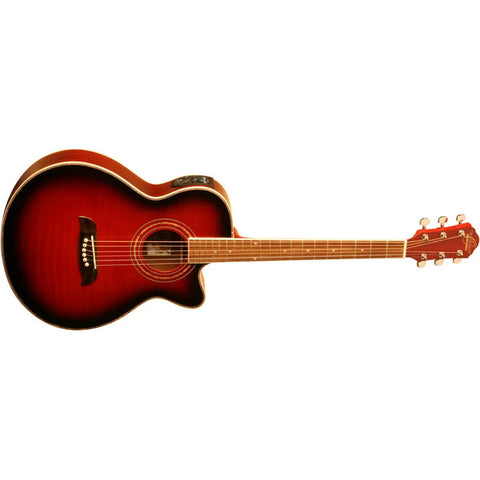 Guitarra Electroacústica Oscar Schmidt Og10cef 6 Cuerdas Rojo Transparente Flame Trans Red