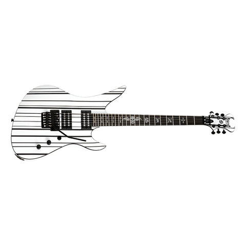 Guitarra Electrica Solida Schecter Synyster Standard Whi Diestro Gloss White With Black Pin Stripes Ébano