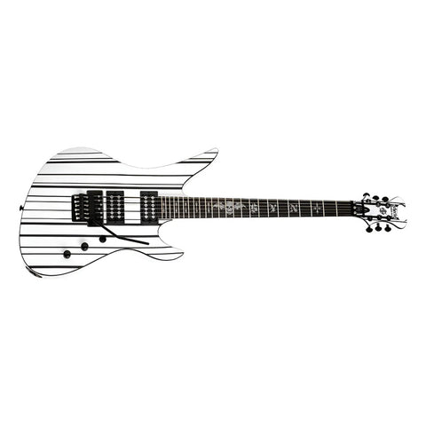 Guitarra Electrica Solida Schecter Synyster Standard Whi Diestro Gloss White With Black Pin Stripes Ébano