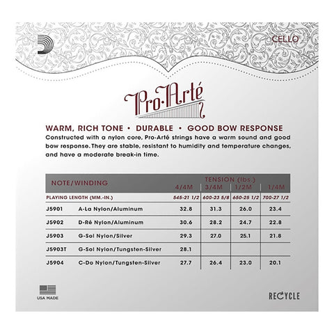 Daddario J59 4/4m Juego De Cuerdas Para Cello 4/4 Tensión M
