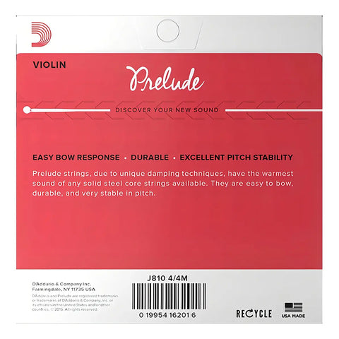 Juego Cuerdas Para Violín 4/4 Tensión M D'addario J-810 4/4m