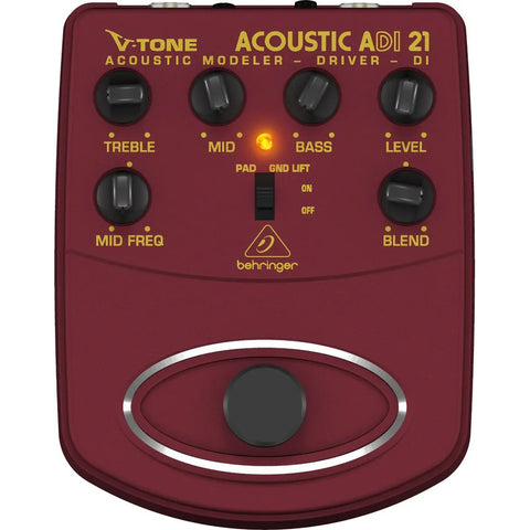 Pedal De Efecto Para Guitarra Acústica, Behringer Adi-21 Rojo