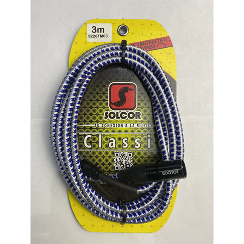Cable Tejido Plug 6.3mm Plug Xlr Macho Solcor 5226tm03 3m.
