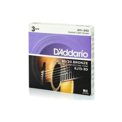 Juego De 3 Cuerdas De Acero Para Guitarra D'addario Ej13-3d 011-052