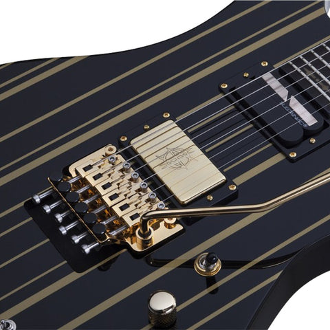 Guitarra Eléctrica Solida Schecter Synyster Custom-s Diestro Gloss Black With Gold Stripes Ébano