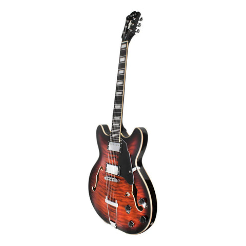 Guitarra Eléctrica 6 Cuerdas Mars Hollowbody 335 Custom Brow Diestro Marrón Oscuro Caoba