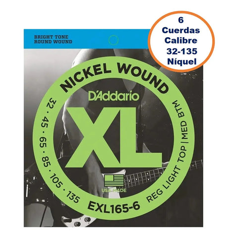 Encordado D'addario Xl Nickel Para Bajo De 6 Cuerdas .032-.135