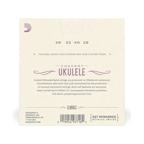 Encordadura Para Ukelele Tamaño Concierto Daddario Ej65c