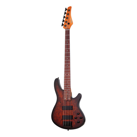 Bajo Electrico Schecter Tobacco Burl Elect. C-5 Standard Acabado Del Cuerpo Barnizado Cantidad De Cuerdas 5 Color Café Orientación De La Mano Diestro