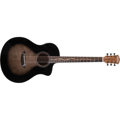 Guitarra Electroacústica Washburn Bella Tono Vite S9v Para Diestros Charcoal Burst Ébano Brillante