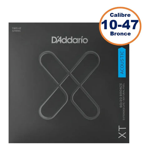 Cuerdas Guitarra Docerola 12 Cuerdas D'addario Xtapb1047-12