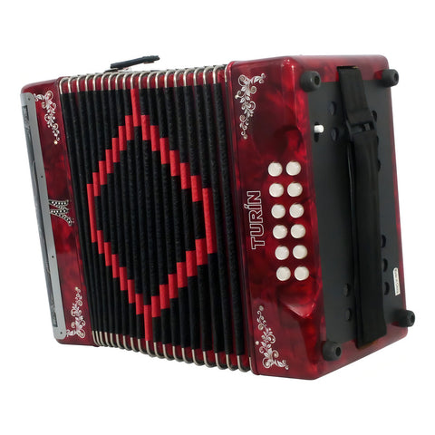 Acordeón Moretti Turin 31 Botones 12 Bajos Tono Sol Rojo