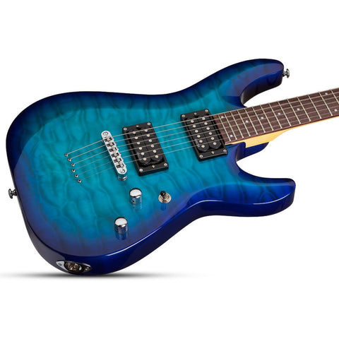 Guitarra Eléctrica Azul Oceano Schecter C6 Plus Obb Diestro Ocean Blue Burst Palo De Rosa