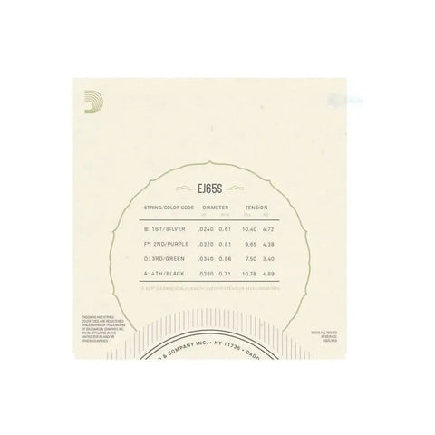 Encordadura Para Ukelele Tamaño Soprano D'addario Ej65s