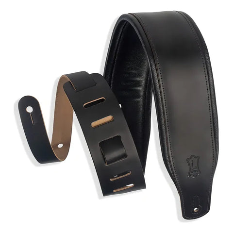Levy's Leathers Correa De Guitarra De Cuero De 3 Pulgadas De Negro