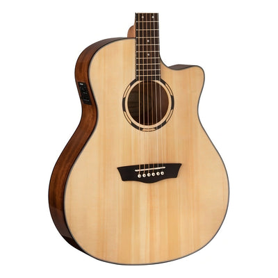 Guitarra Electroacústica Washburn Woodline O10sce Para Diestros Natural Ovangkol Brillante