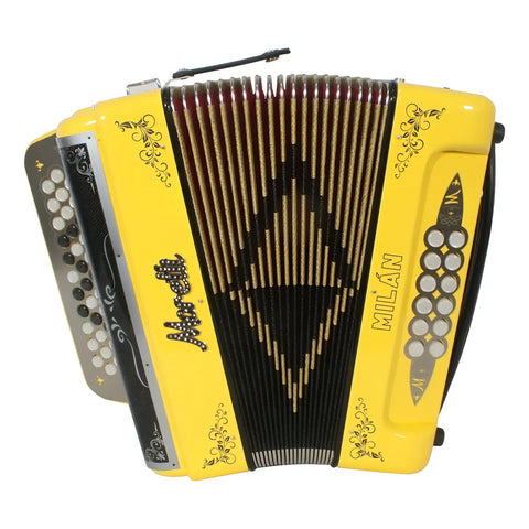 Acordeón Amarillo De Botones Tono De Fa Moretti Milan 3s Fbe