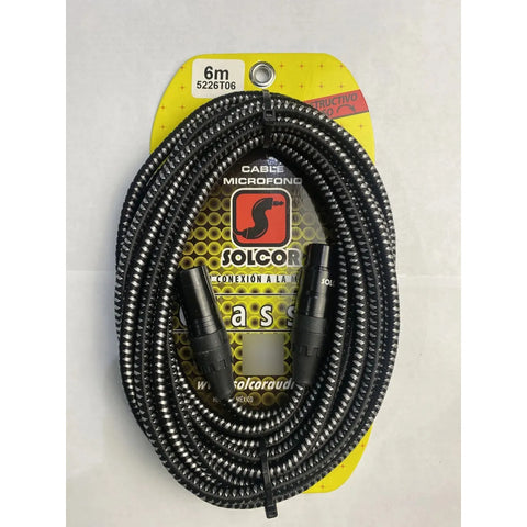 Cable Tejido Micrófono Xlr Color Combinado Solcor 5226t06 6m