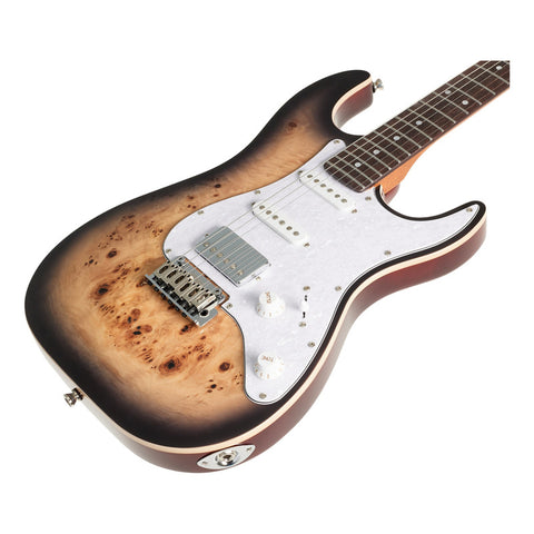 Guitarra Eléctrica Transparent Brown Jet Guitars Js-450q Café Diestro Maple Tostado