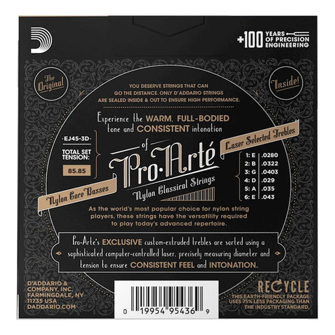 Juego De 3 Cuerdas De Guitarra Clásica Daddario Ej45 3-pack