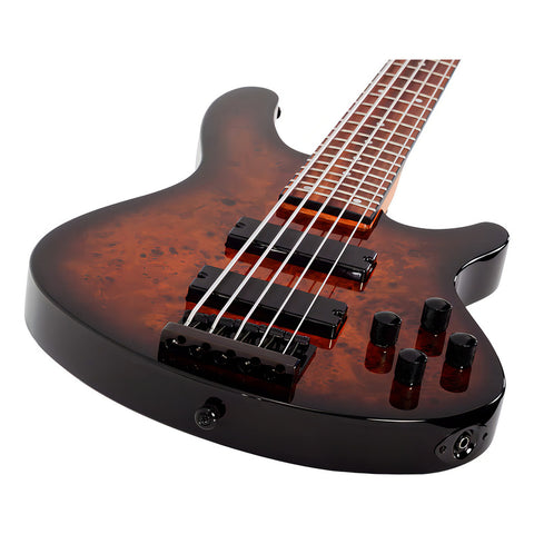 Bajo Electrico Schecter Tobacco Burl Elect. C-5 Standard Acabado Del Cuerpo Barnizado Cantidad De Cuerdas 5 Color Café Orientación De La Mano Diestro