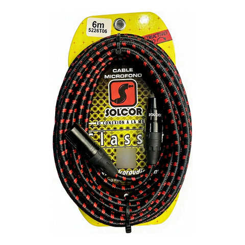 Cable Tejido Micrófono Xlr Color Combinado Solcor 5226t06 6m