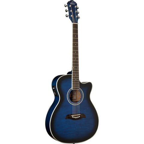 Guitarra Electroacústica Azul, Oscar Schmidt Oacef Tbl Azul Oscuro Derecha