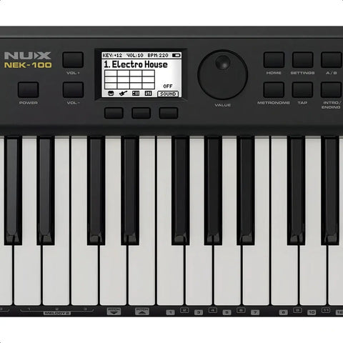 Teclado Nux Nek-100 61 Teclas Sensitivas Bluetooth Y Midi Negro