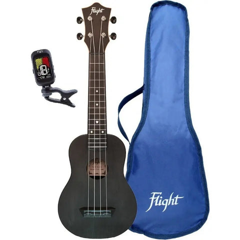 Ukulele Soprano Flight Tus35 Pack Con Funda Y Afinador Msi Negro