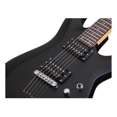 Guitarra Eléctrica Schecter De Tilo Satin Black Satin Con Diapasón De Palo De Rosa