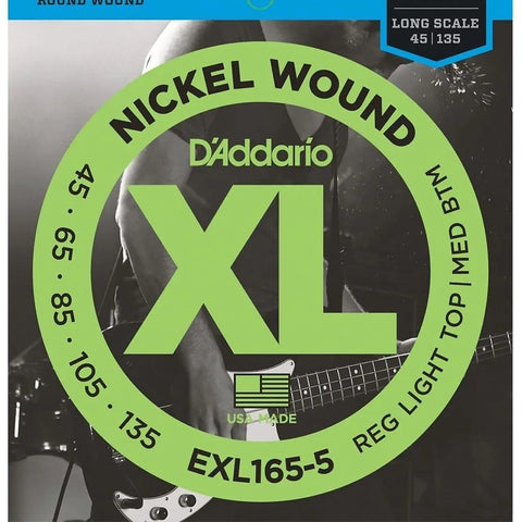 Cuerdas Para Bajo D'addario Exl165-5 De 5 Cuerdas, Calibre 45-135 De Níquel