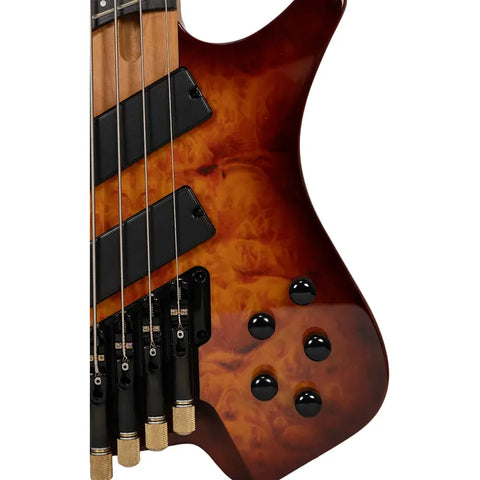 Bajo Mars Eléctrico Headless 4 Ms 4 Cuerdas Brown Burst Diestro Brown Burst