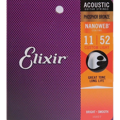 Cuerdas De Guitarra Acústica Elixir Nanoweb 11-52 Orig. Eeuu