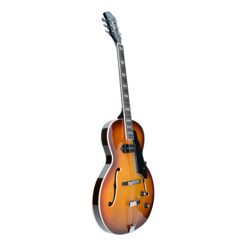 Guitarra Eléctrica 6 Cuerdas Mars Archtop P90 Sunburs Diestro Naranja Oscuro Palo De Rosa
