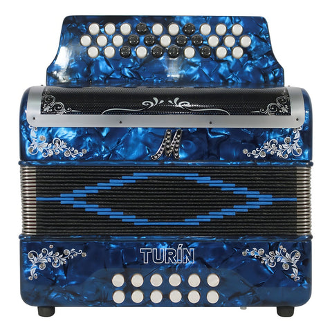 Acordeón Moretti Turin 12 Bajos 31 Botones Tono Sol Azul