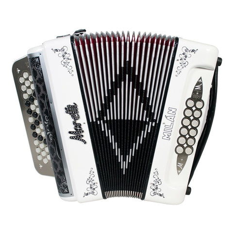 Acordeón Blanco De Botones Tono De Fa Moretti Milan 3s Fbe