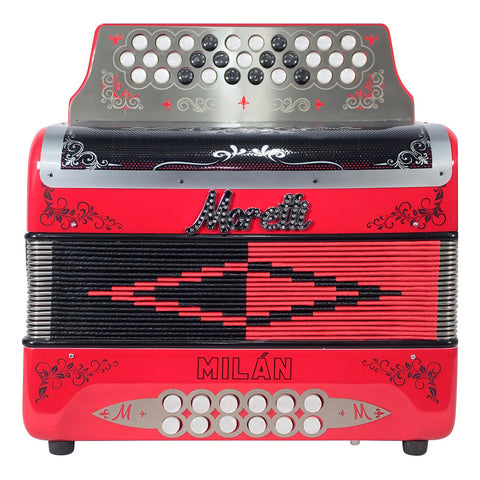 Moretti Milan Acordeón 12 Bajos 31 Botones Tono Sol Rojo