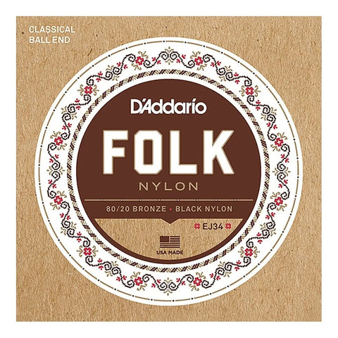 Cuerdas Para Guitarra De Nylon Con Borla D'addario Folk Ej34