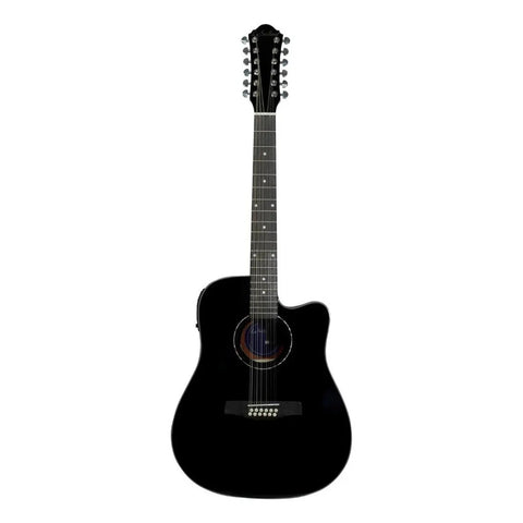 Guitarra Electroacústica 12 Cuerdas La Sevillana Tx-1200ceq Negra Negro