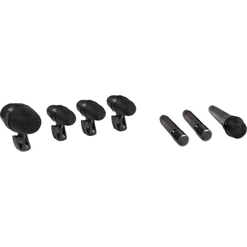 Pack Original De 7 Microfonos Para Bateria Shure Pgadrumkit7 Negro