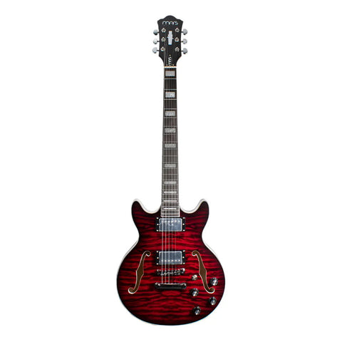 Guitarra Eléctrica 6 Cuerdas Mars Jazzs Jazz Satin Red Color Rojo Material Del Diapasón Arce Orientación De La Mano Diestro